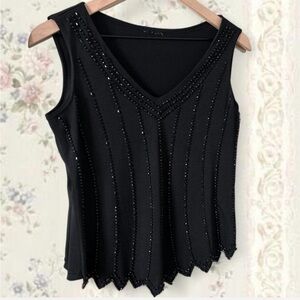 Black Beaded Detail Top